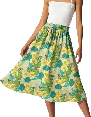Floral Maxi Skirt for Women High Waist A-Line Bohemian Long Skirt Summer Style