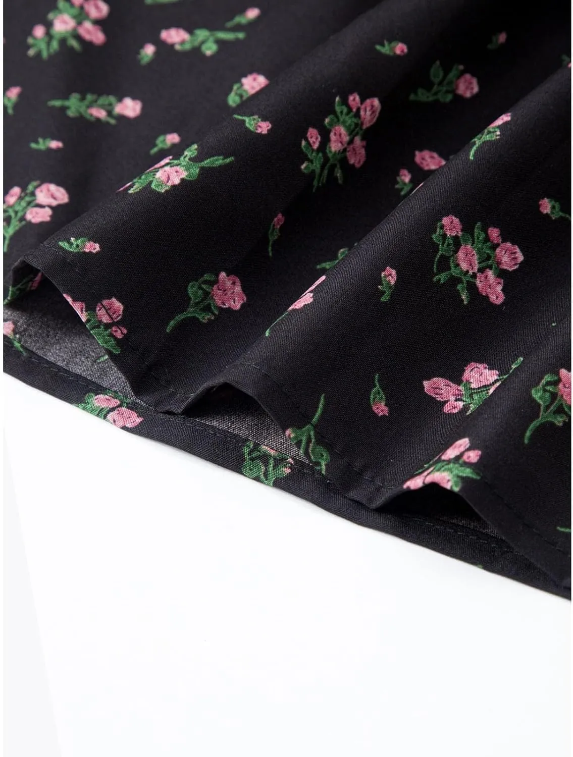 Floral Maxi Skirts for Women Flowy Boho Pleated A-Line Summer Beach Elastic Waist Splicing Swing Long Skirts