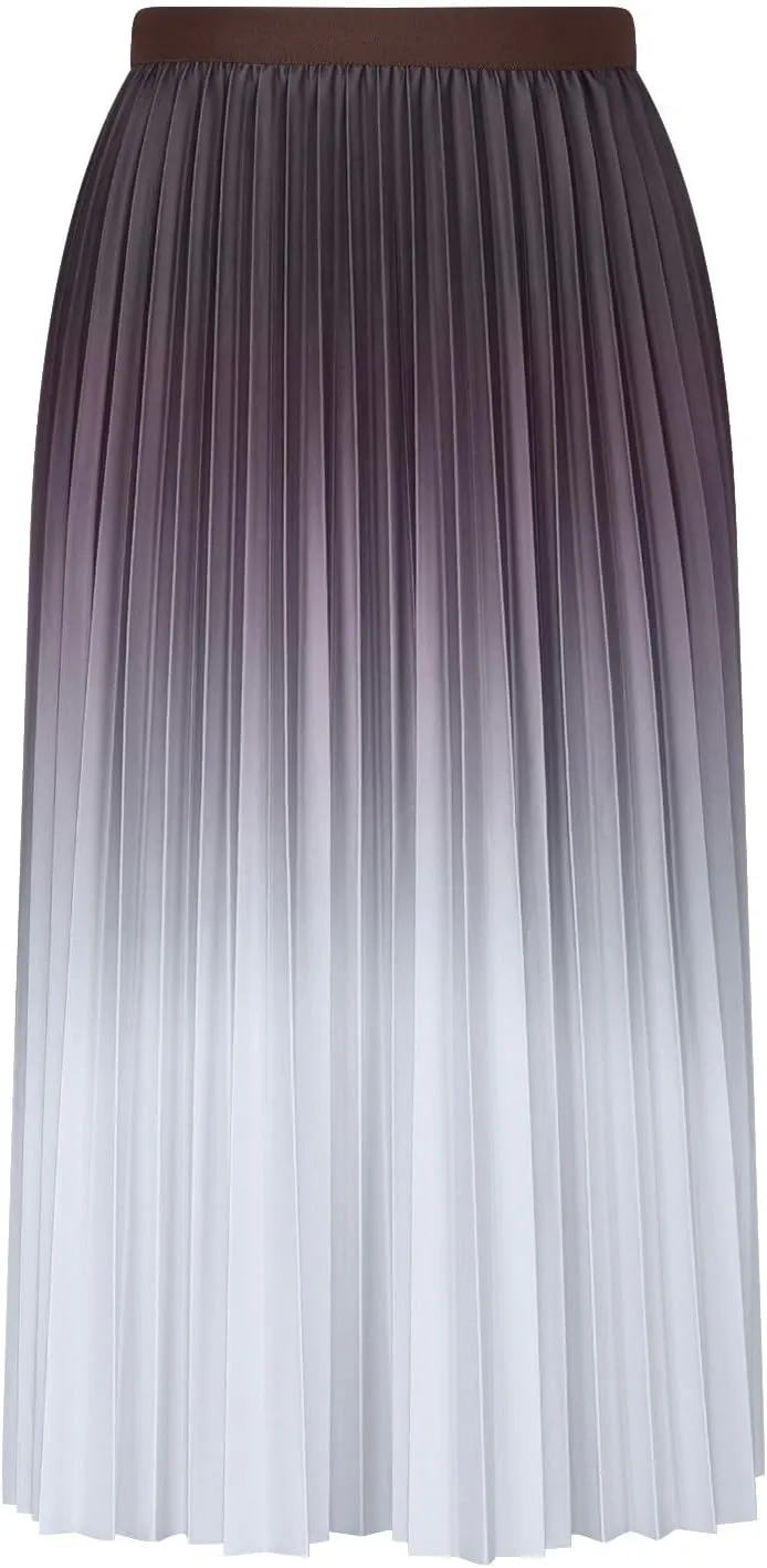 FZYLQY Gradient Color Skirt for Women Fashion Elegant High Waist Pleated Skirts Casual Slim Fit Basic Go Out Midi Skirt 2025