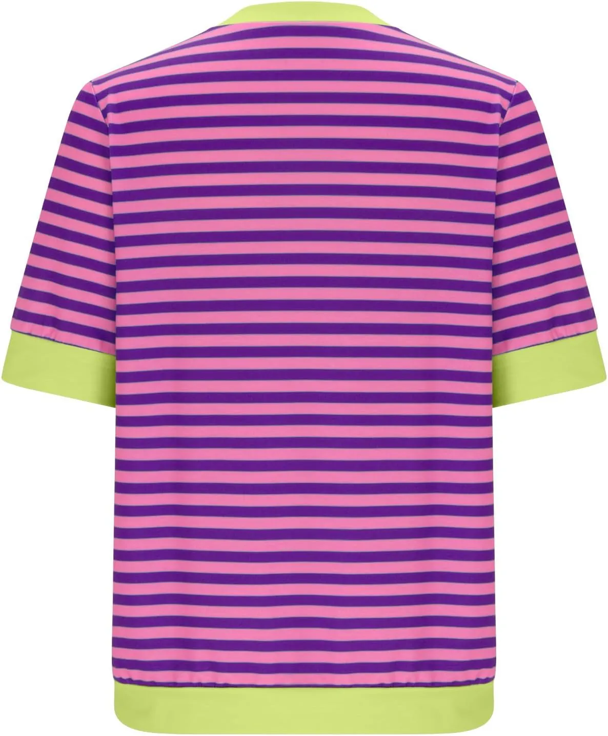 Generic Women Oversized Striped Color Block Short Sleeve Tee Top Crew Neck Basic Pullover Blouse Casual Summer T-Shirt