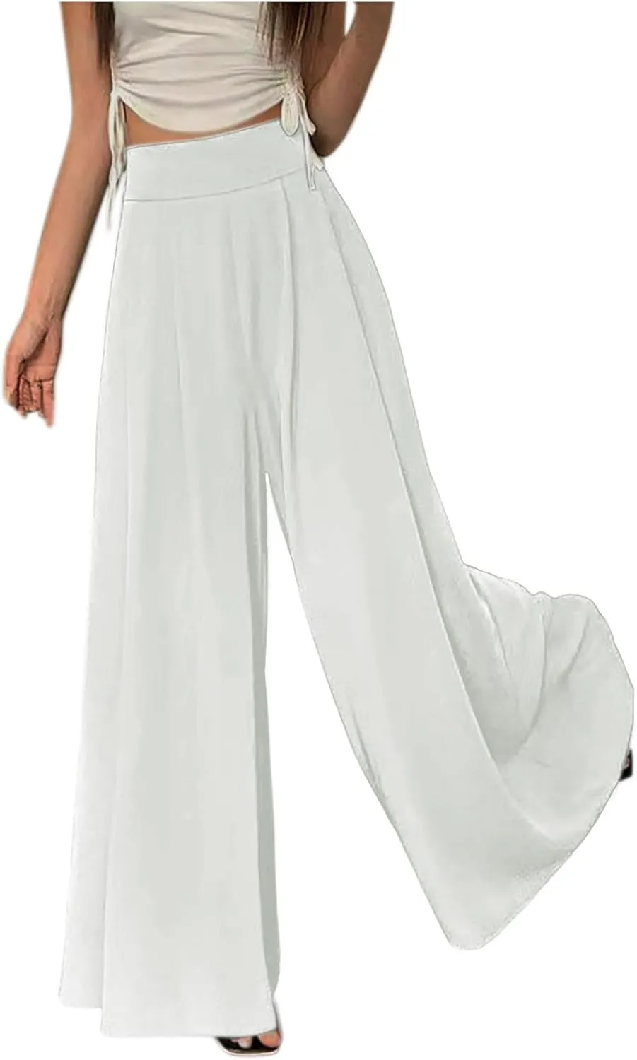 Harem Wide Leg Pants Women Casual Loose Drawstring Low Waist Beach Palazzo Harem Pants 2025 Wide Leg Loose Flowy Pants