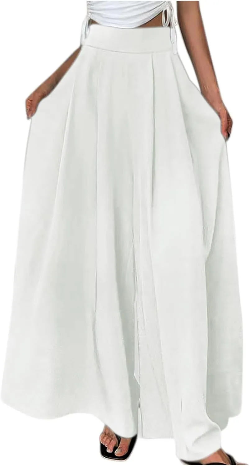 Harem Wide Leg Pants Women Casual Loose Drawstring Low Waist Beach Palazzo Harem Pants 2025 Wide Leg Loose Flowy Pants