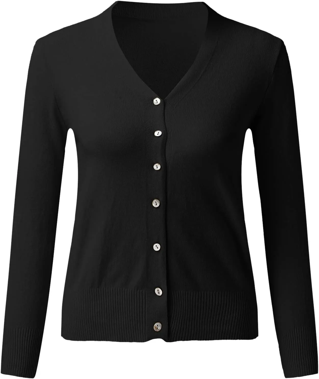 iLH Cardigan Sweaters for Women Open Front Lightweight Sweater Button Down V-Neck Knit Outer Casual Plus Size Fall Tops