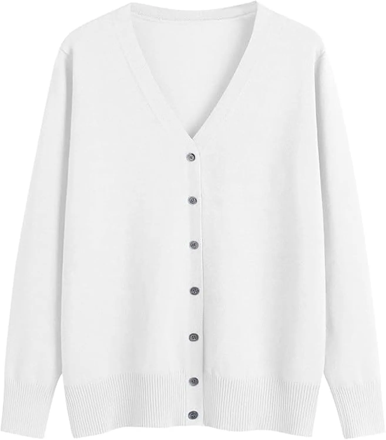 iLH Cardigan Sweaters for Women Open Front Lightweight Sweater Button Down V-Neck Knit Outer Casual Plus Size Fall Tops