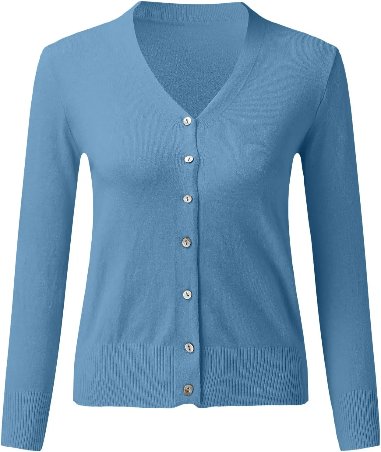 iLH Cardigan Sweaters for Women Open Front Lightweight Sweater Button Down V-Neck Knit Outer Casual Plus Size Fall Tops