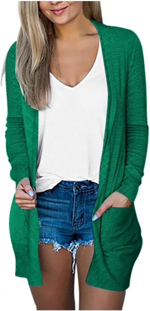 iLH Open Front Knit Cardigan Sweaters for Women Casual Long Sleeve Lightweight Jacket Soft Draped Fall Loose Outerwear