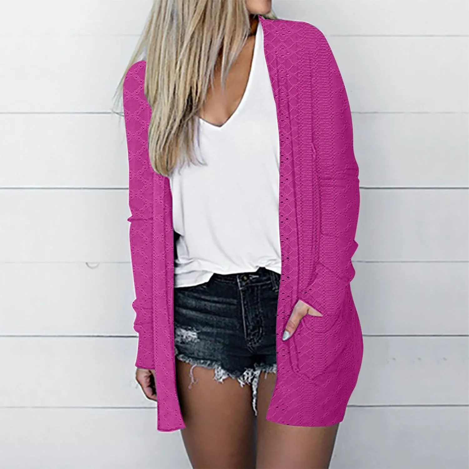 iLH Open Front Knit Cardigan Sweaters for Women Casual Long Sleeve Lightweight Jacket Soft Draped Fall Loose Outerwear