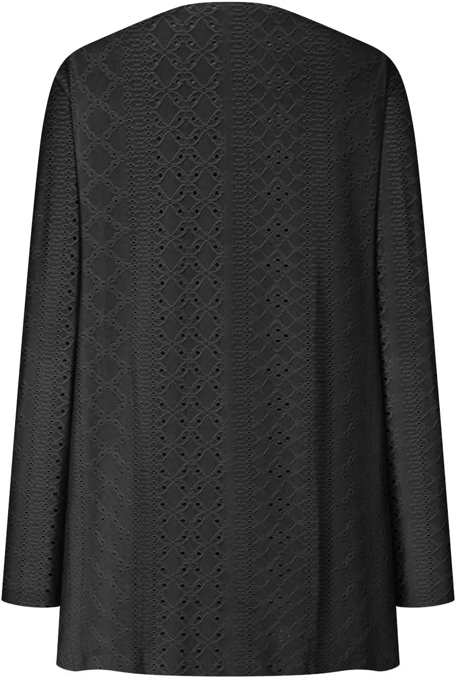 iLH Open Front Knit Cardigan Sweaters for Women Casual Long Sleeve Lightweight Jacket Soft Draped Fall Loose Outerwear