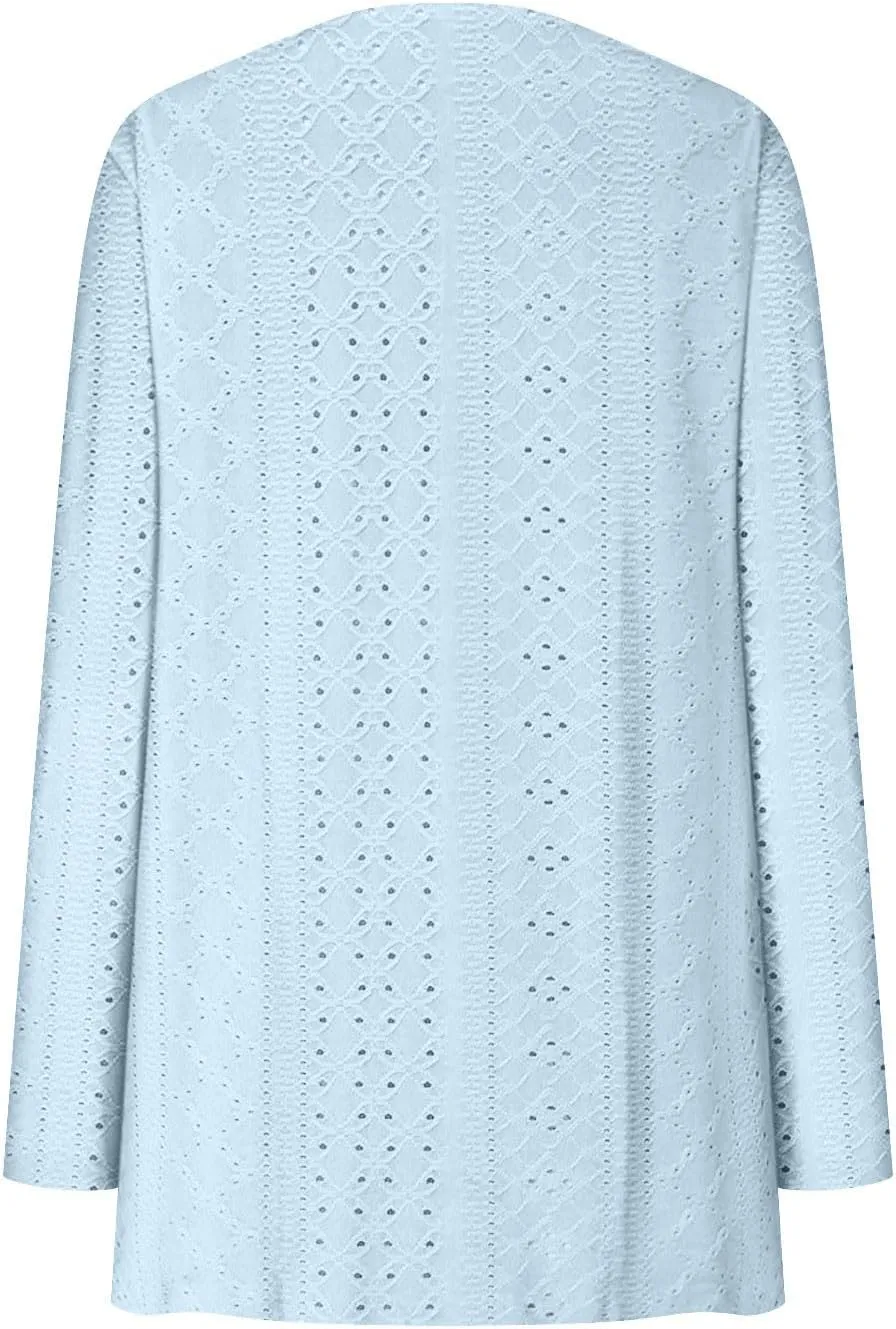 iLH Open Front Knit Cardigan Sweaters for Women Casual Long Sleeve Lightweight Jacket Soft Draped Fall Loose Outerwear