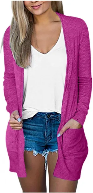iLH Open Front Knit Cardigan Sweaters for Women Casual Long Sleeve Lightweight Jacket Soft Draped Fall Loose Outerwear