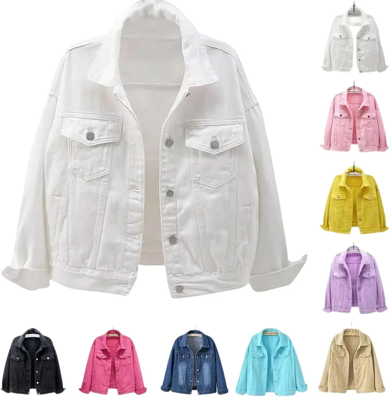 Jean Jacket Women 2025 Trendy Classic Lapel Button Down Long Sleeve Slim Fit Casual Light Weight Denim Jackets Plus Size