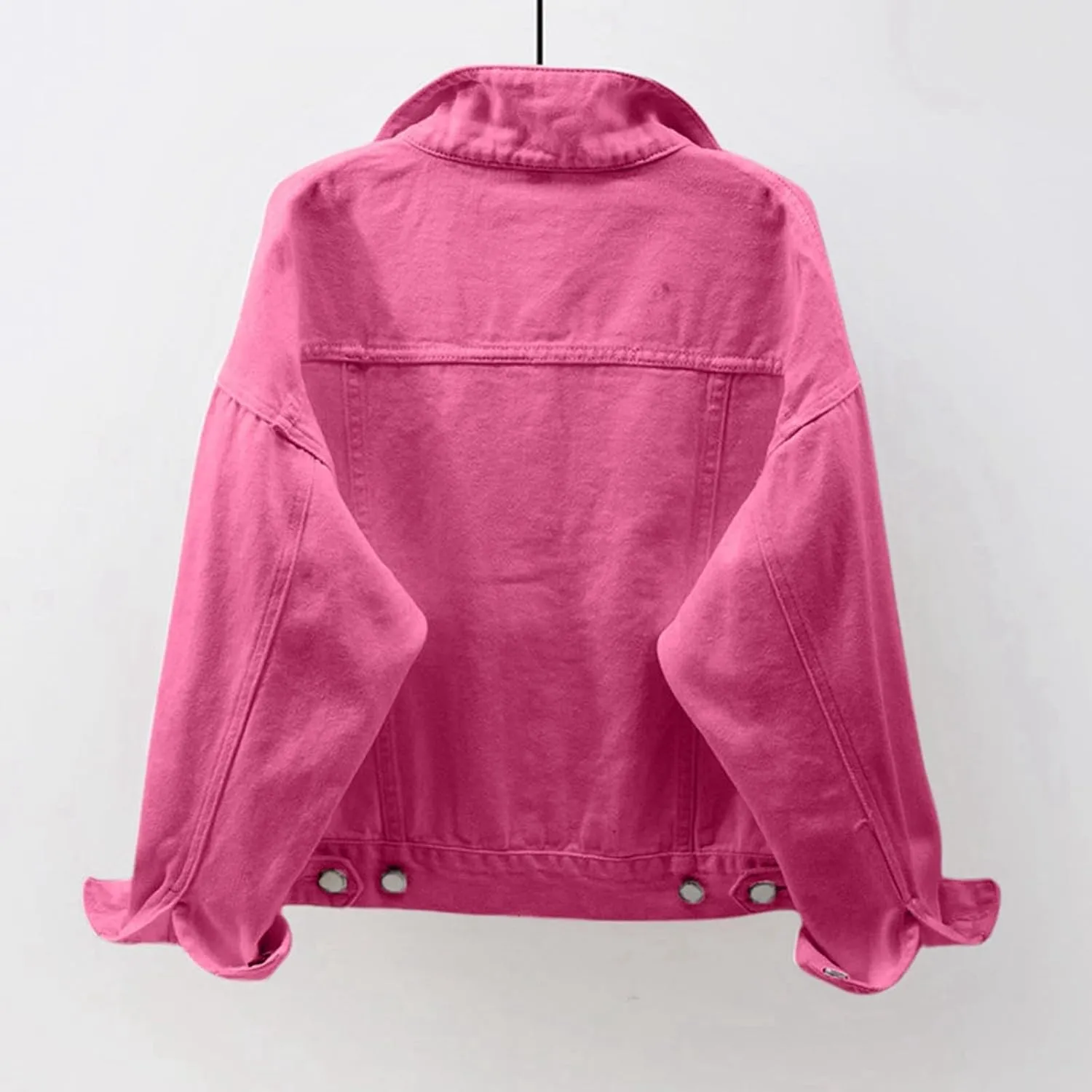 Jean Jacket Women 2025 Trendy Classic Lapel Button Down Long Sleeve Slim Fit Casual Light Weight Denim Jackets Plus Size