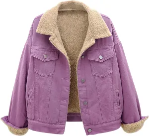 Jean Jacket Women 3/4 Sleeve Lightweight Denim Jacket Lapel Button Down Cropped Casual Jean Jackets Trucker Coats