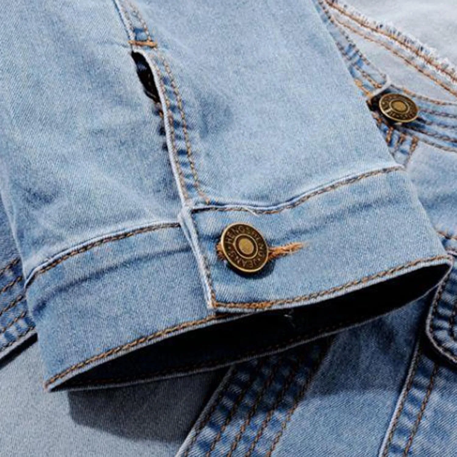 Jean Jacket Women 3/4 Sleeve Lightweight Denim Jacket Lapel Button Down Cropped Casual Jean Jackets Trucker Coats