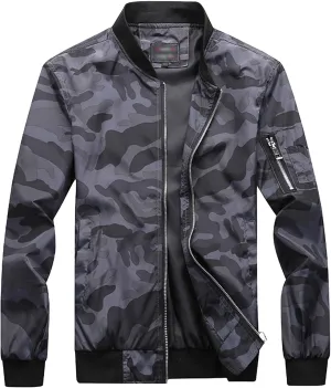 JEsilunmaMY Lightweight Bomber Jackets for Men Casual Sportwear Varsity Baseball Jacket Winter Warm Padded Coats Outwear