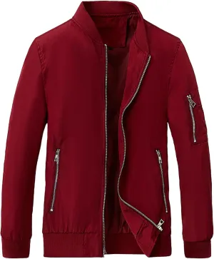 JEsilunmaMY Lightweight Bomber Jackets for Men Casual Sportwear Varsity Baseball Jacket Winter Warm Padded Coats Outwear