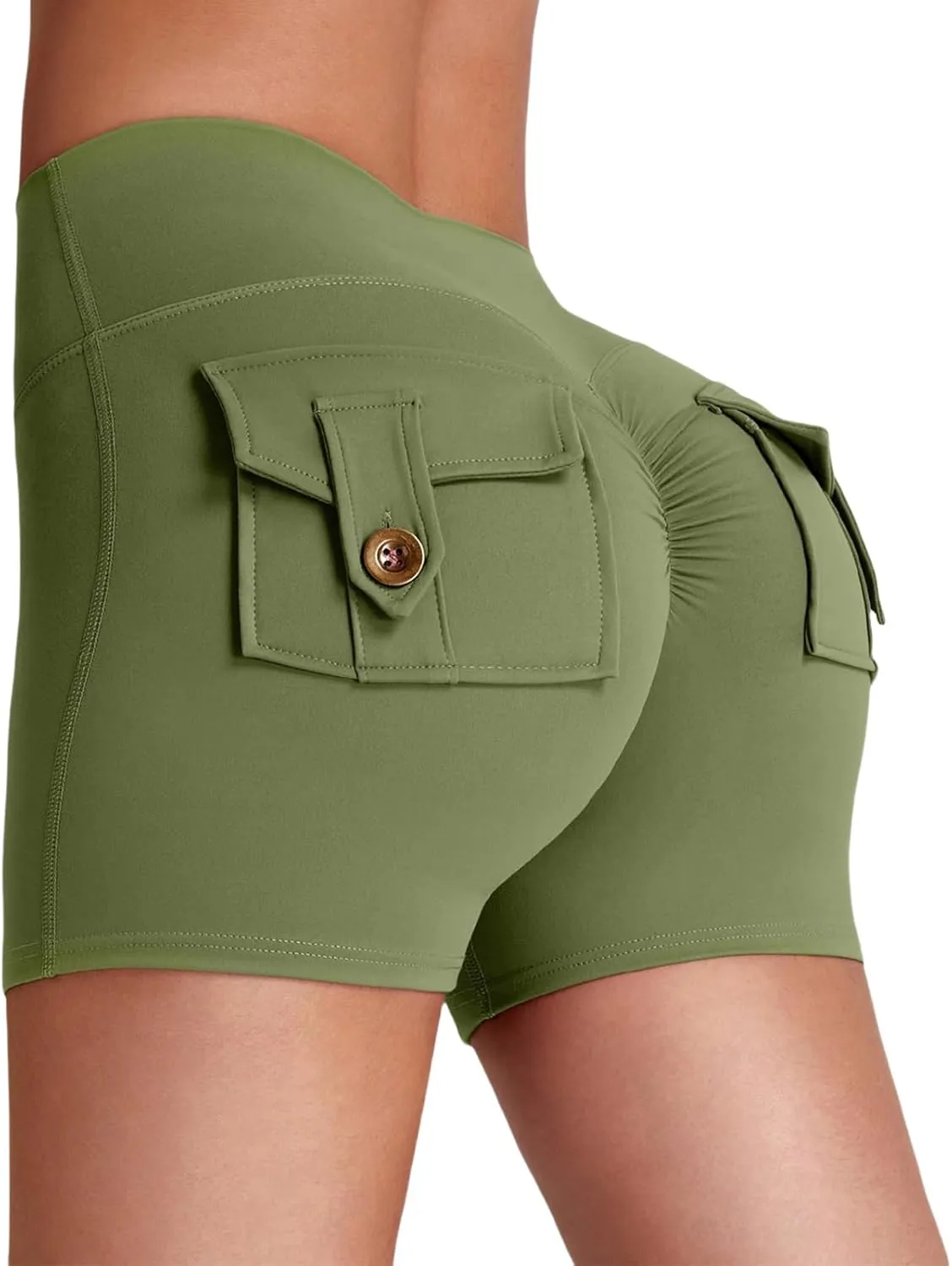Kubbon Workout Shorts Womens Butt Booty Yoga Lifting Shorts High Waisted Quick Dry Running Athletic Leggings with Pockets