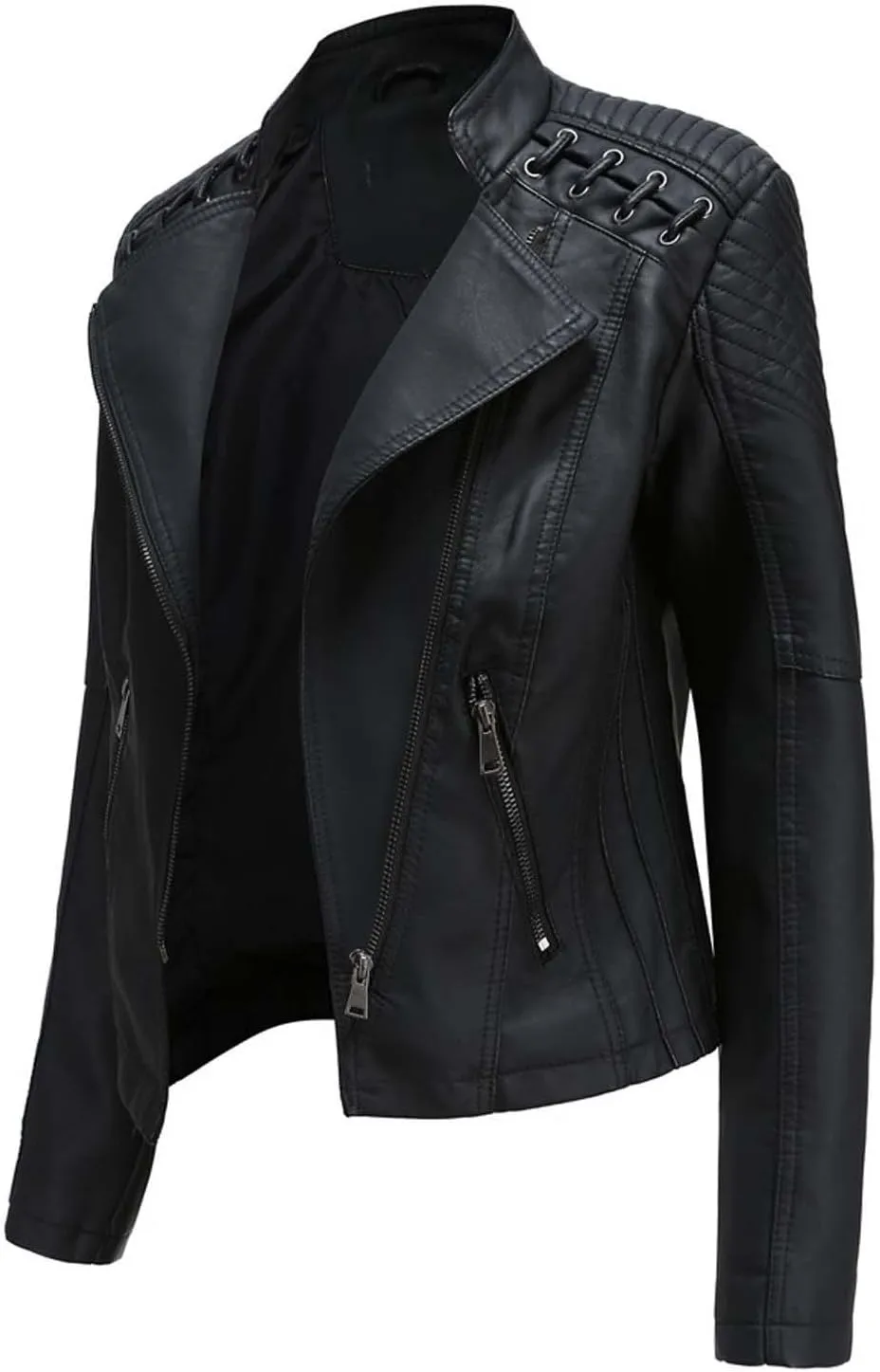 LCMTWX Leather Jackets Jacket Coat Punk Tops Motor Cropped Short Lapel Zip Women's Coat Coats for Women Women Jackets De