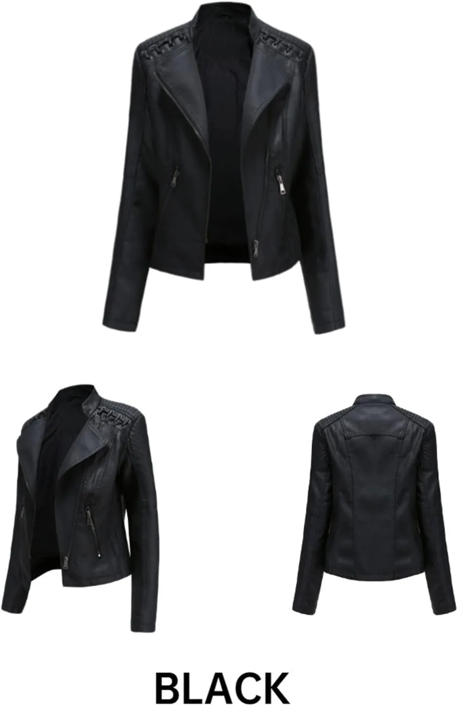 LCMTWX Leather Jackets Jacket Coat Punk Tops Motor Cropped Short Lapel Zip Women's Coat Coats for Women Women Jackets De