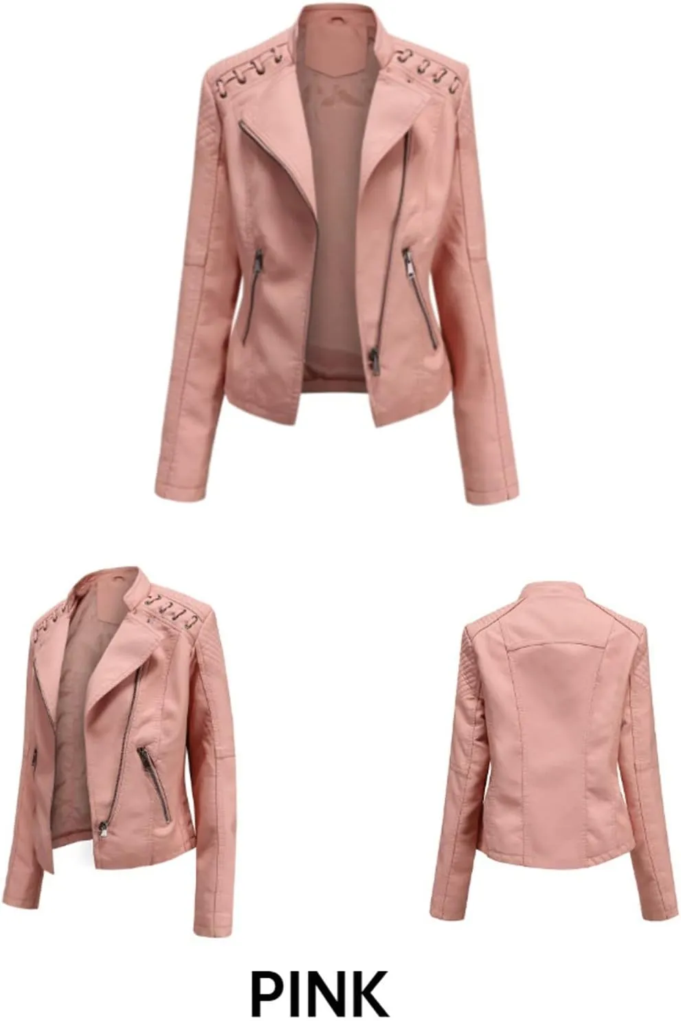 LCMTWX Leather Jackets Jacket Coat Punk Tops Motor Cropped Short Lapel Zip Women's Coat Coats for Women Women Jackets De