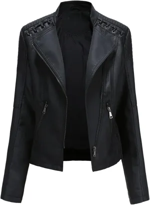 LCMTWX Leather Jackets Jacket Coat Punk Tops Motor Cropped Short Lapel Zip Women's Coat Coats for Women Women Jackets De