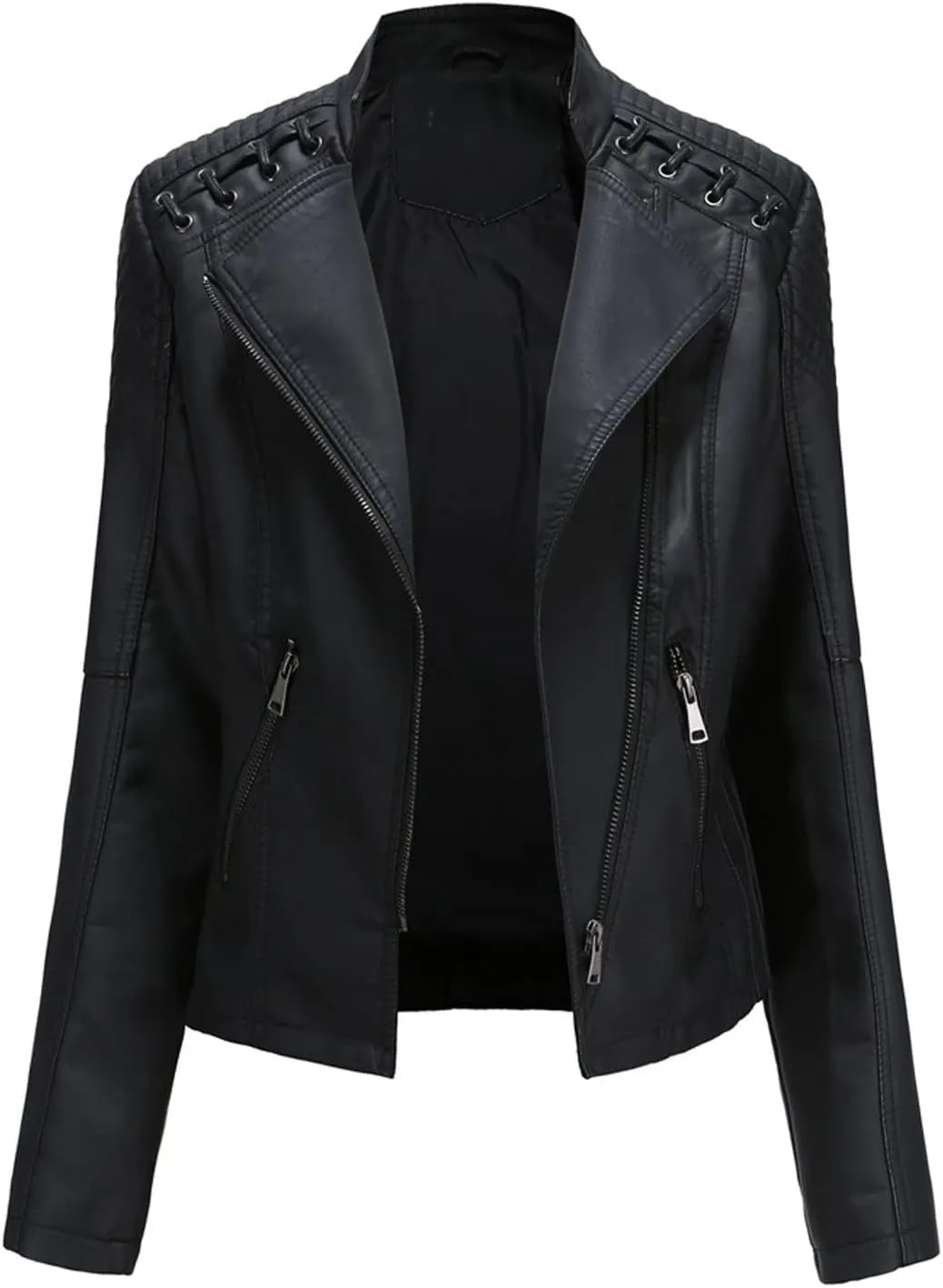 LCMTWX Leather Jackets Jacket Coat Punk Tops Motor Cropped Short Lapel Zip Women's Coat Coats for Women Women Jackets De