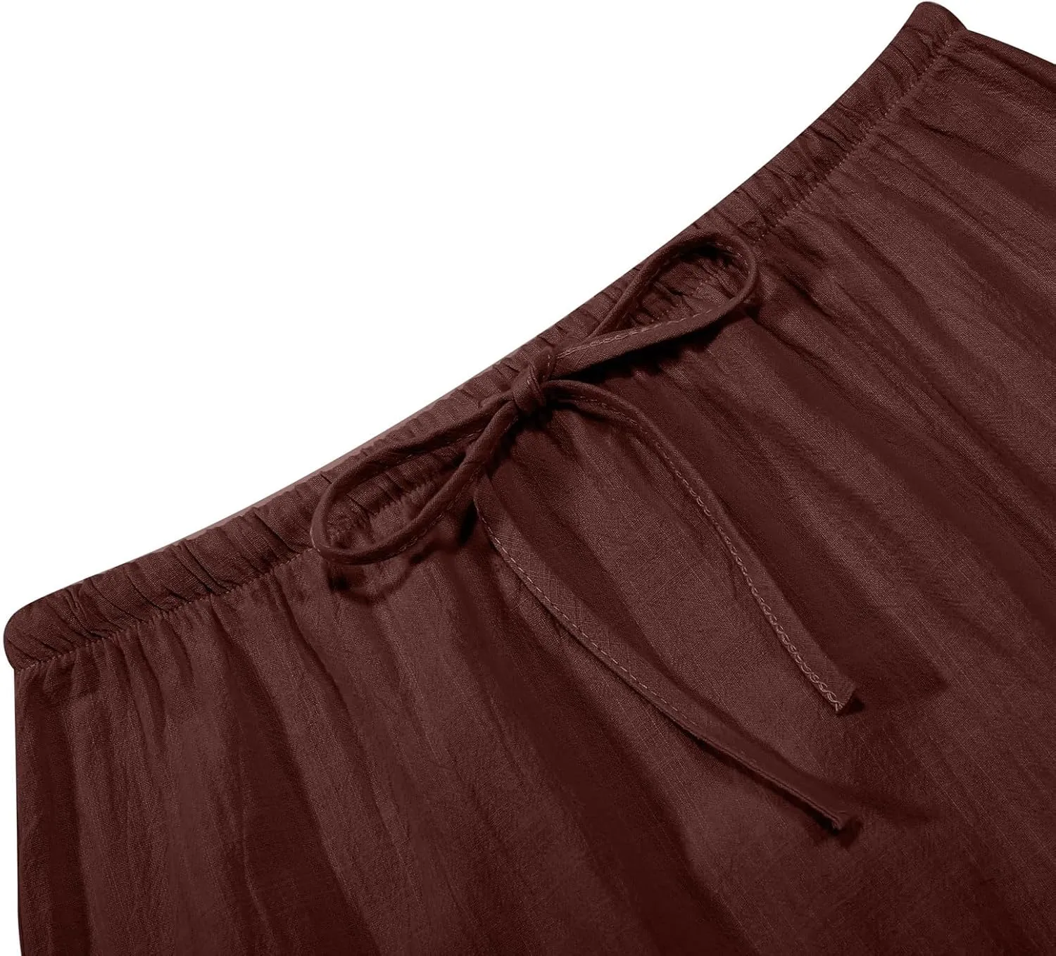 Linen Maxi Skirt for Women Elastic High Waist Flowy Boho Long Skirts 2025 Trendy Summer Vacation Beach A-Line Skirt
