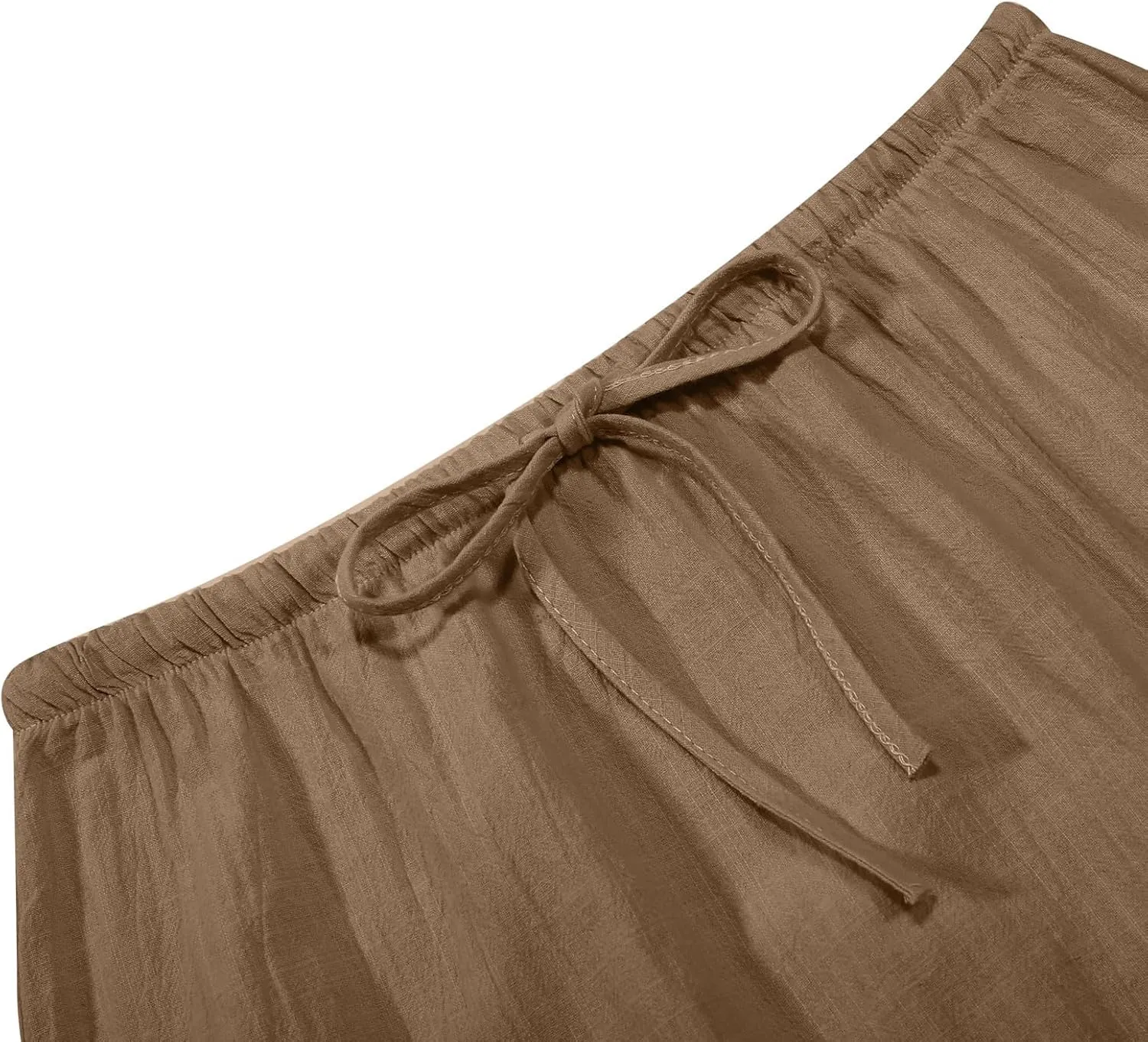 Linen Maxi Skirt for Women Elastic High Waist Flowy Boho Long Skirts 2025 Trendy Summer Vacation Beach A-Line Skirt