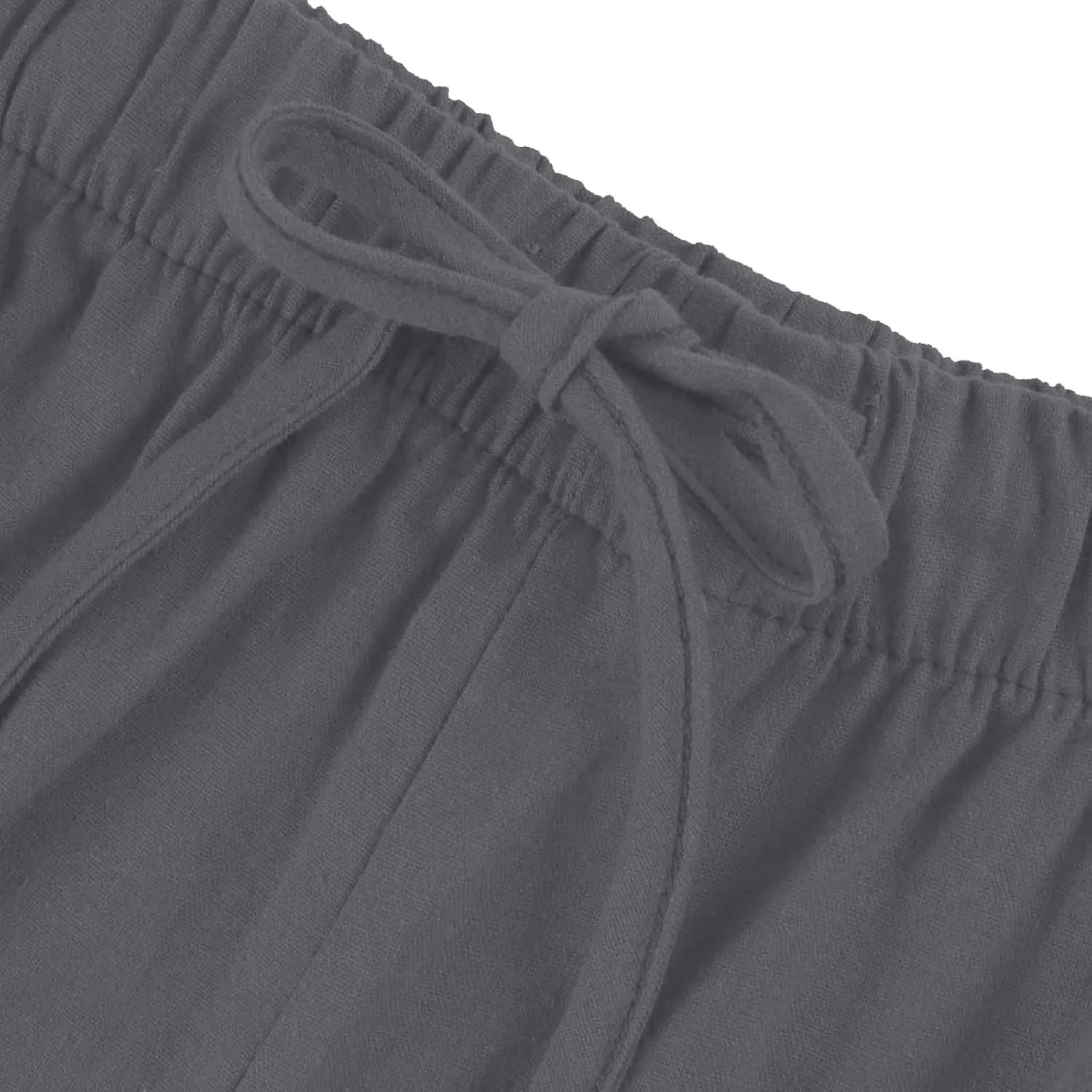 Linen Pants Women Drawstring Elastic Waist Wide Leg Loose Fit Summer Trouser Palazzo Pants Women with Pockets