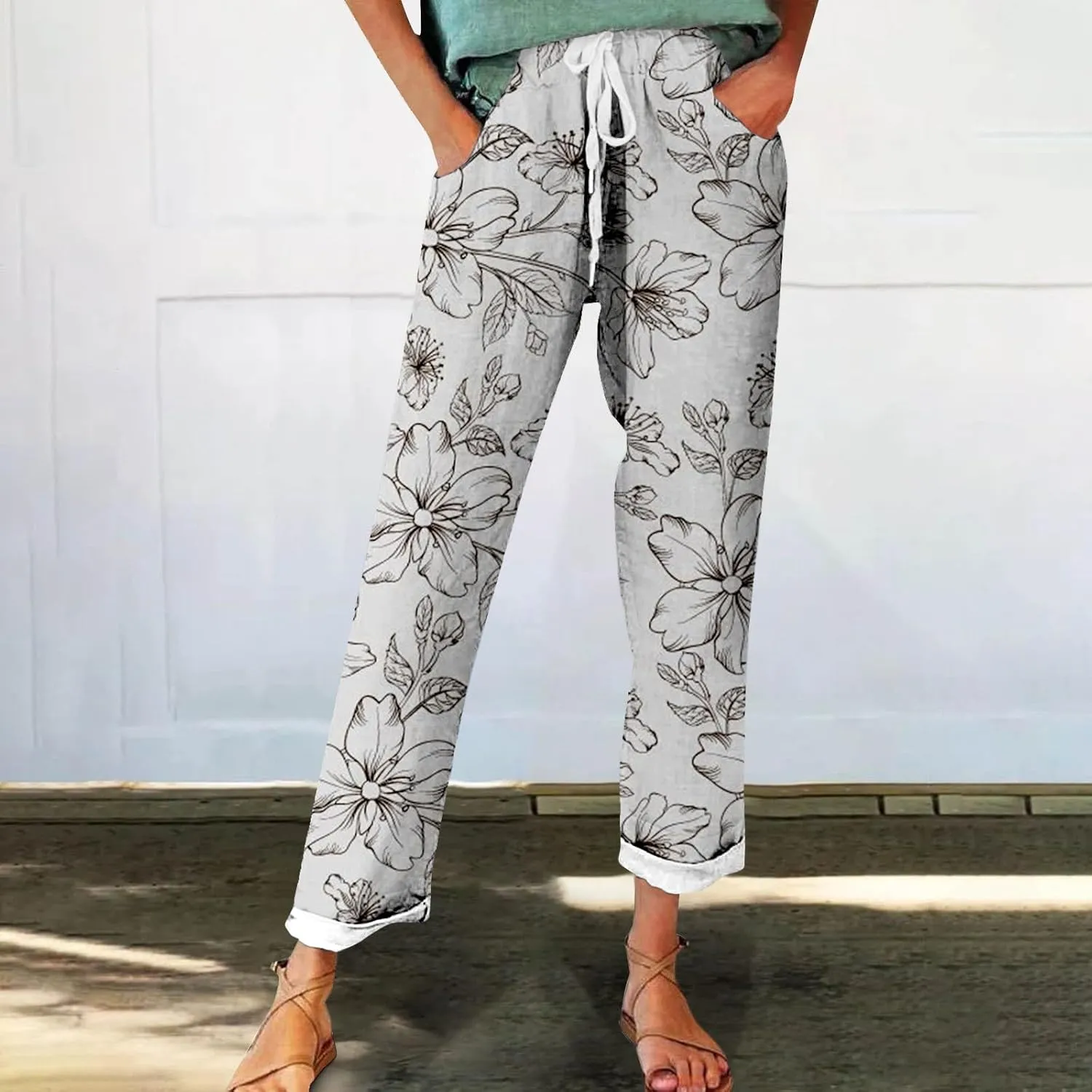 Linen Pants Women Petite Summer Spring Womens Linen Wide Leg Pants Plus Size Pants Tall
