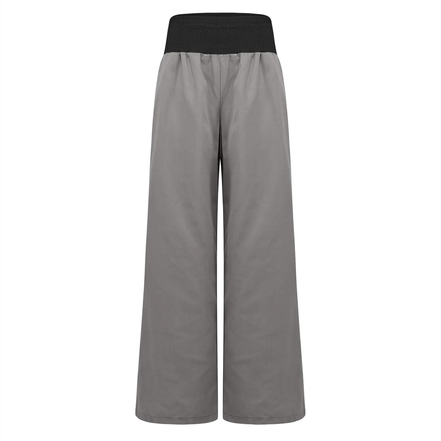 Linen Pants Women Straight Leg Summer Beach Trousers Casual Palazzo with Pockets Drawstring Elastic Waist Pants