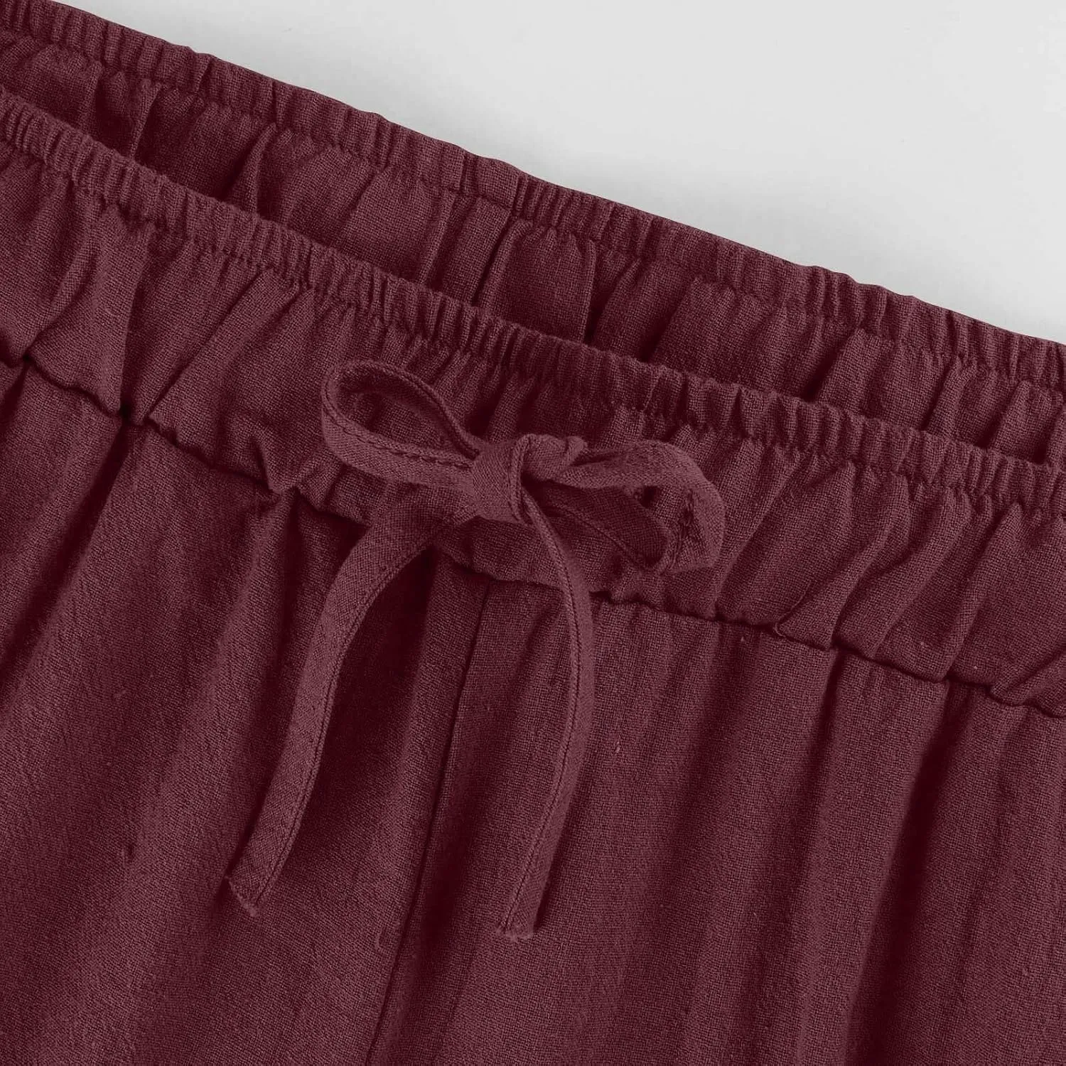 Linen Pants Women Summer Cotton Linen Capris 2025 Wide Leg Boho Pants Drawstring Vacation Beach Cropped Trouser Capris