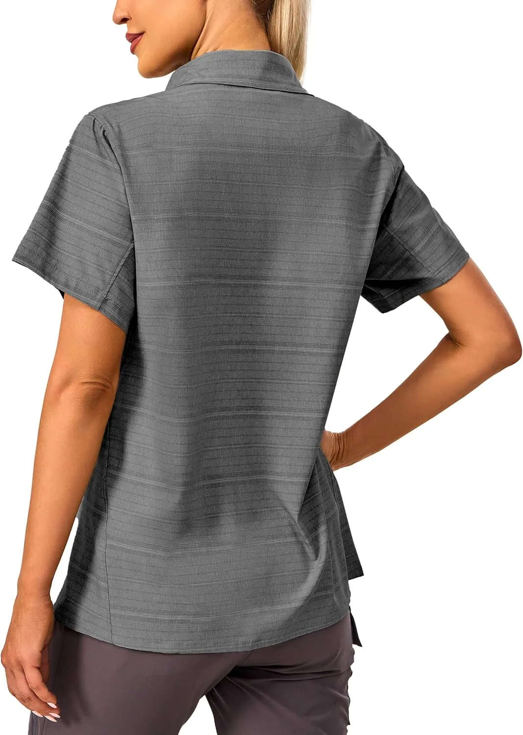 Little Donkey Andy Women's UV Breathable Striped Shirt, Short Sleeve Button Down for Shirt Travel Hiking