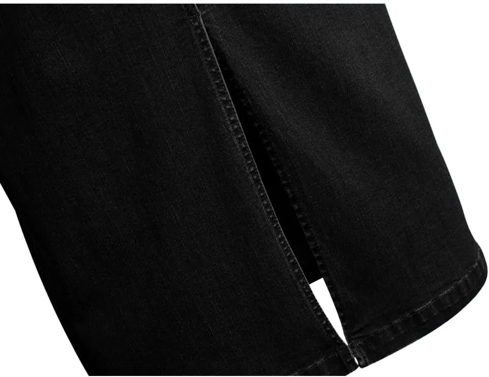 Long Denim Skirt for Women Casual A-Line Denim Maxi Skirt Stretch High Waisted Jean Skirt with Pocket Blue