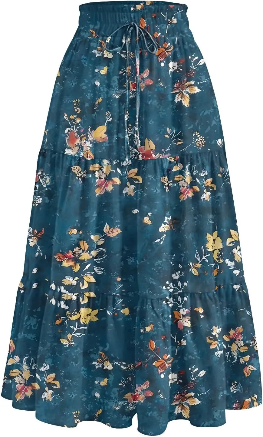 Long Hems Skirts Women Summer Partys Skirt Women's Cozy Slack Floral Expandable