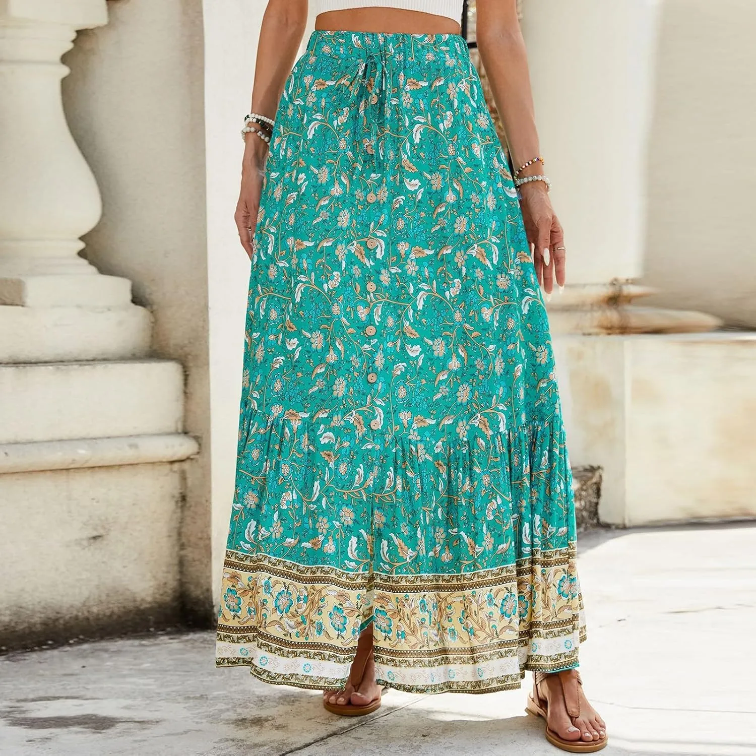 Long Skirts for Women, Flowy Maxi Skirts 2025 Trendy Plus Size Boho Skirt Spring Summer Beach Vacation