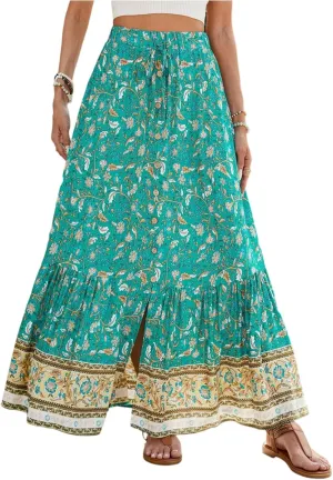 Long Skirts for Women, Flowy Maxi Skirts 2025 Trendy Plus Size Boho Skirt Spring Summer Beach Vacation