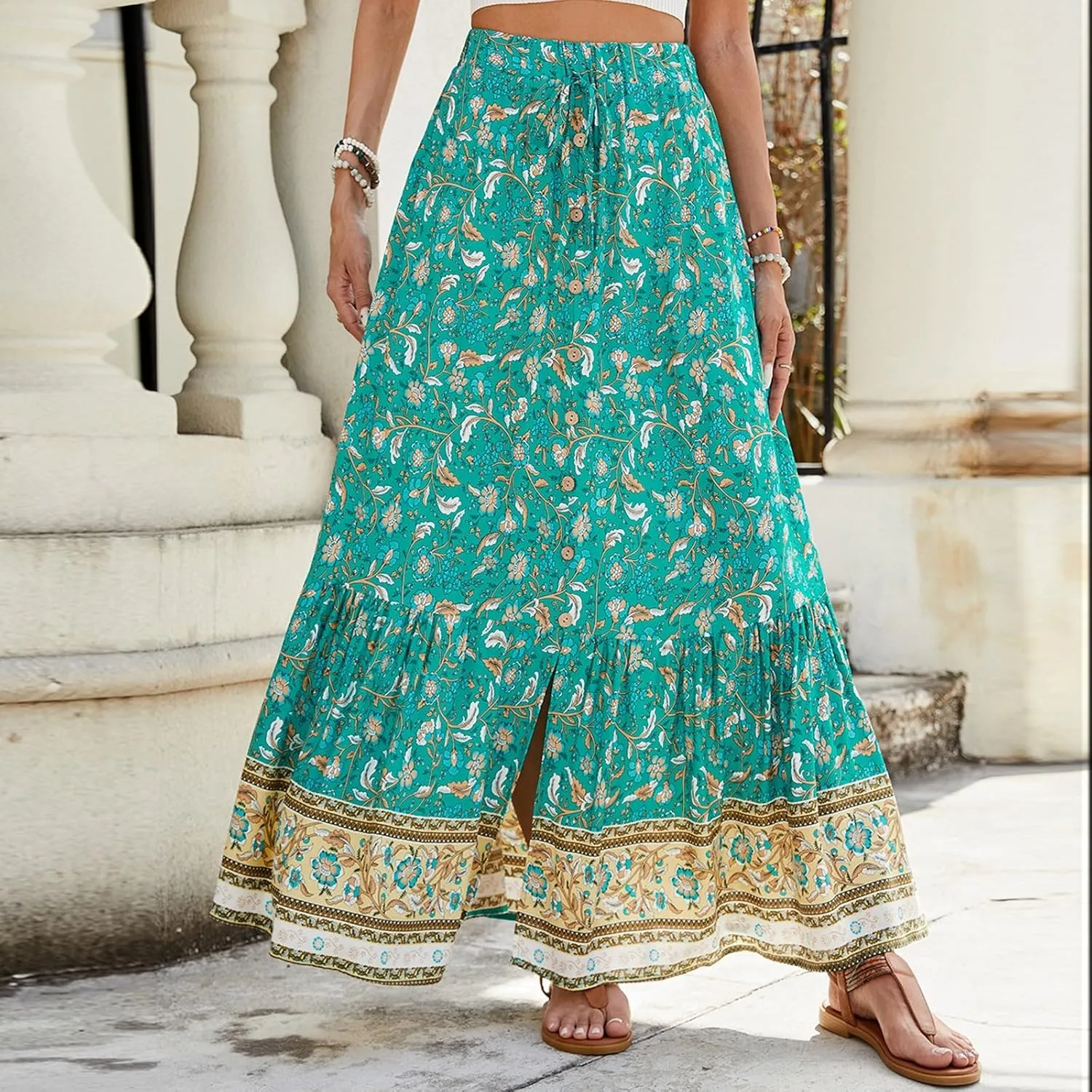 Long Skirts for Women, Flowy Maxi Skirts 2025 Trendy Plus Size Boho Skirt Spring Summer Beach Vacation