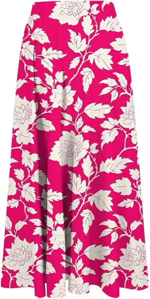 Long Skirts for Women High Elastic Waist Boho Flowy Midi Skirt Casual Summer Floral Pleated A Line Boho Cute Skirts