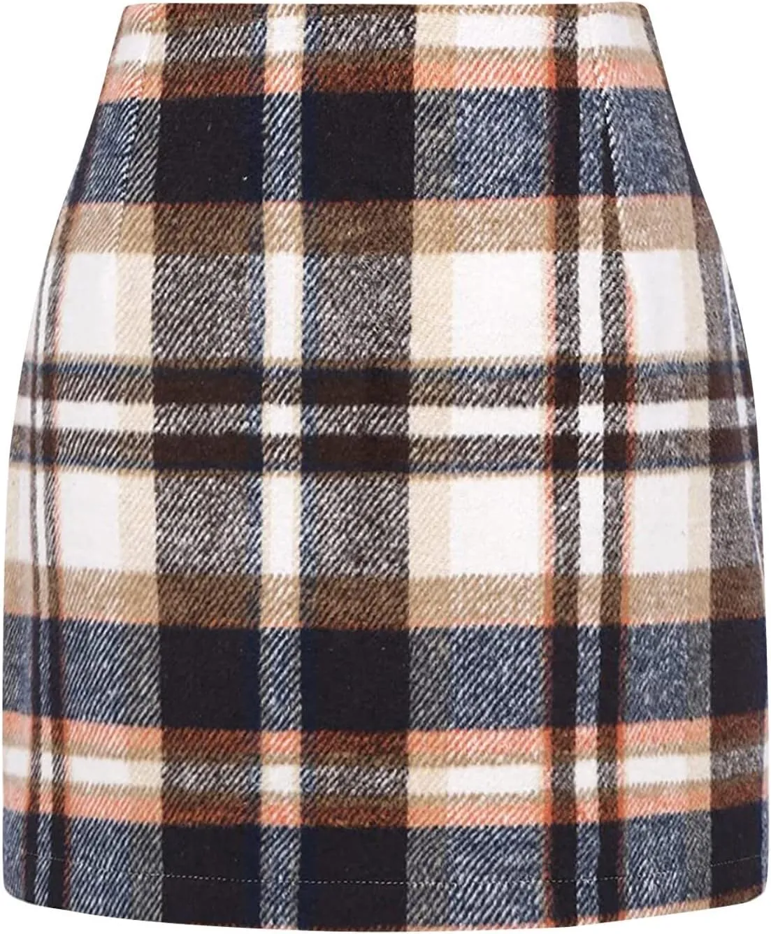 Long Skirts for Women Summer Business Workout Plaid High Waist Elastic Tummy Control Slim Fit Pencil Short Skirts