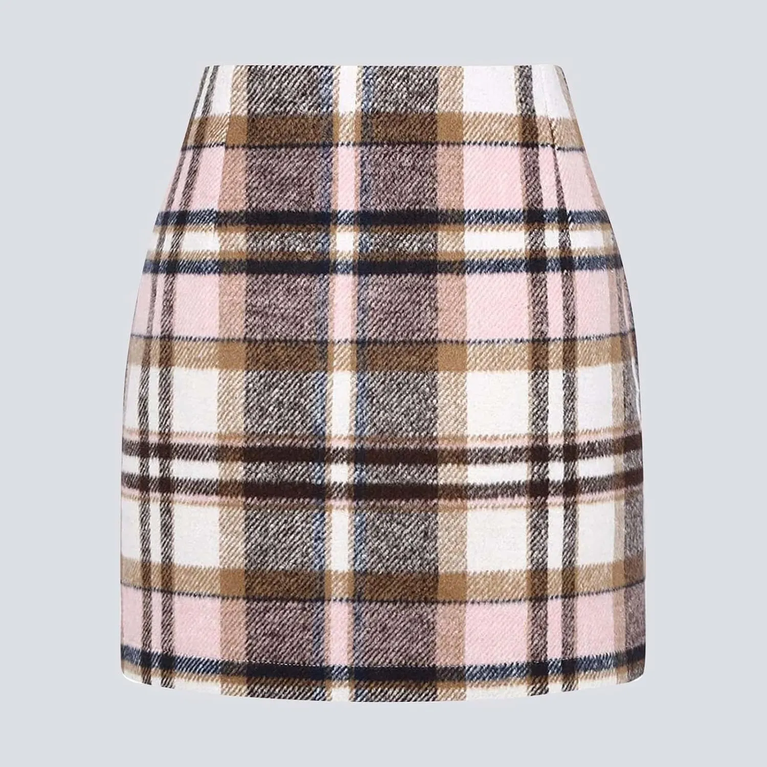 Long Skirts for Women Summer Business Workout Plaid High Waist Elastic Tummy Control Slim Fit Pencil Short Skirts