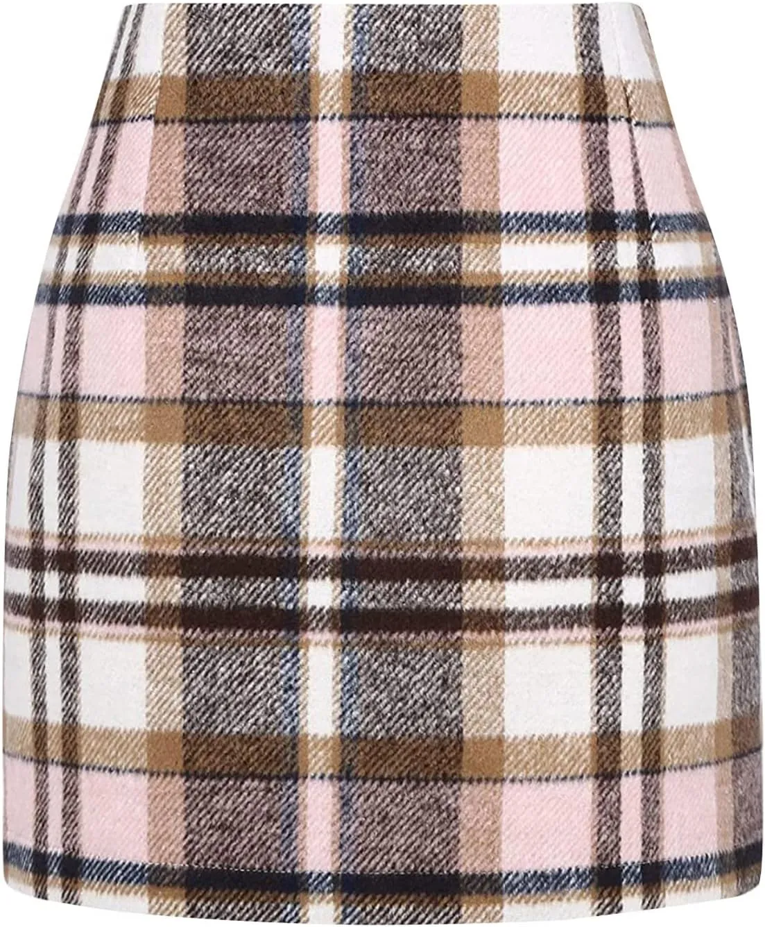 Long Skirts for Women Summer Business Workout Plaid High Waist Elastic Tummy Control Slim Fit Pencil Short Skirts
