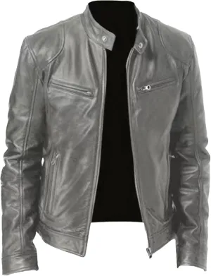 Maiyifu-GJ Men's Casual Faux Leather Jacket Vintage Stand Collar Leather Jacket Lightweight Zipper Motorcycle Biker Coat