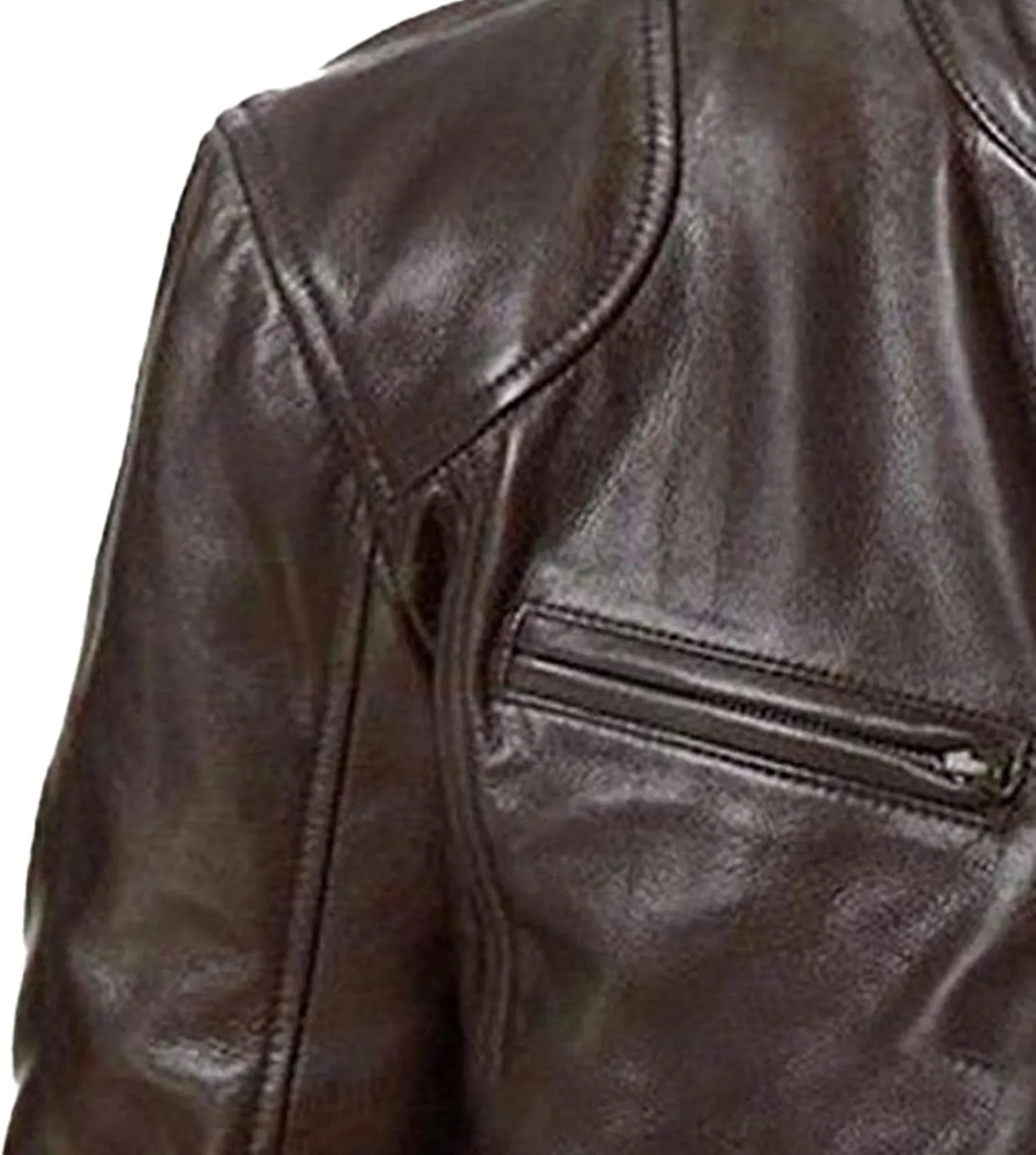 Maiyifu-GJ Men's Casual Faux Leather Jacket Vintage Stand Collar Leather Jacket Lightweight Zipper Motorcycle Biker Coat