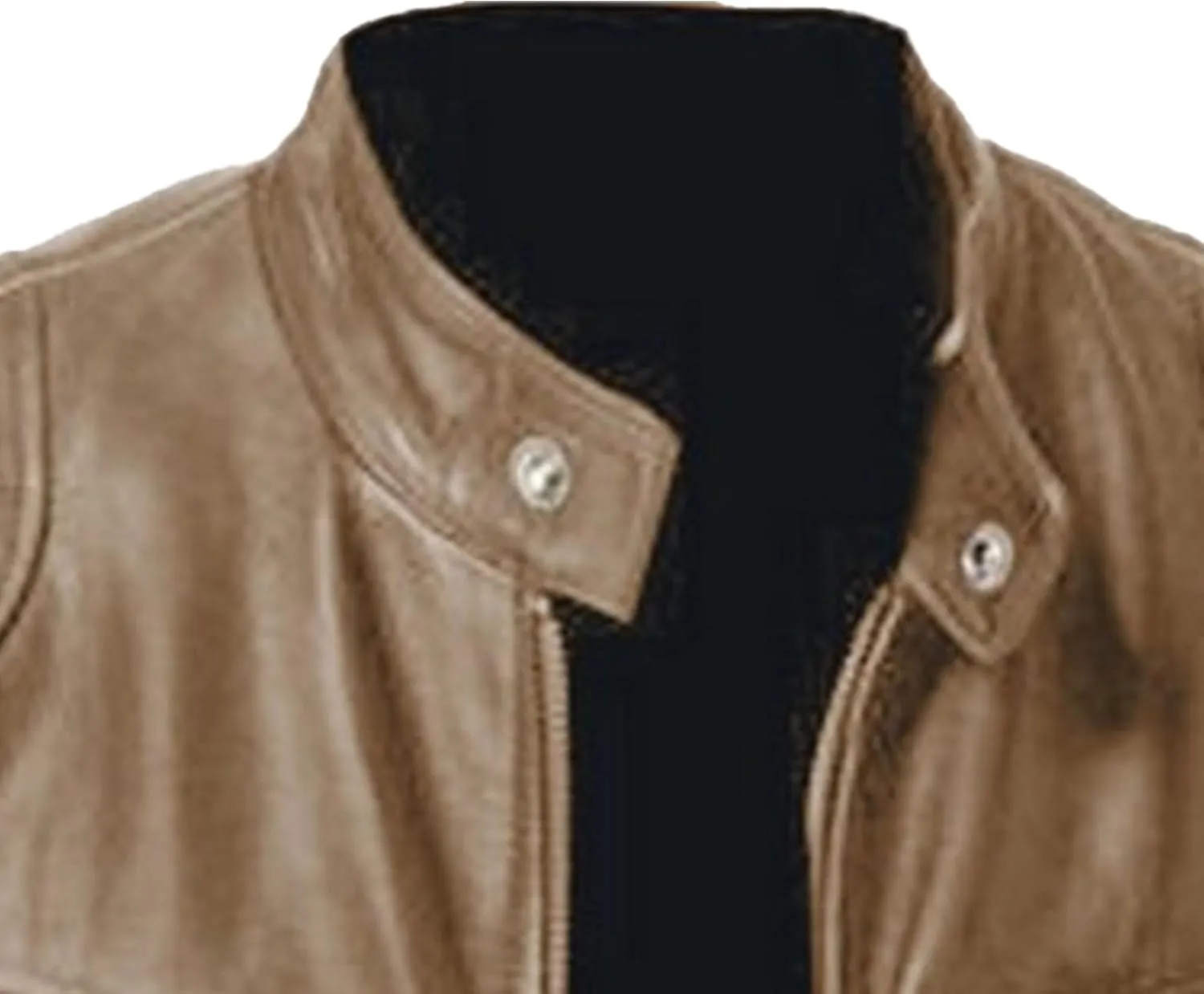 Maiyifu-GJ Men's Casual Faux Leather Jacket Vintage Stand Collar Leather Jacket Lightweight Zipper Motorcycle Biker Coat