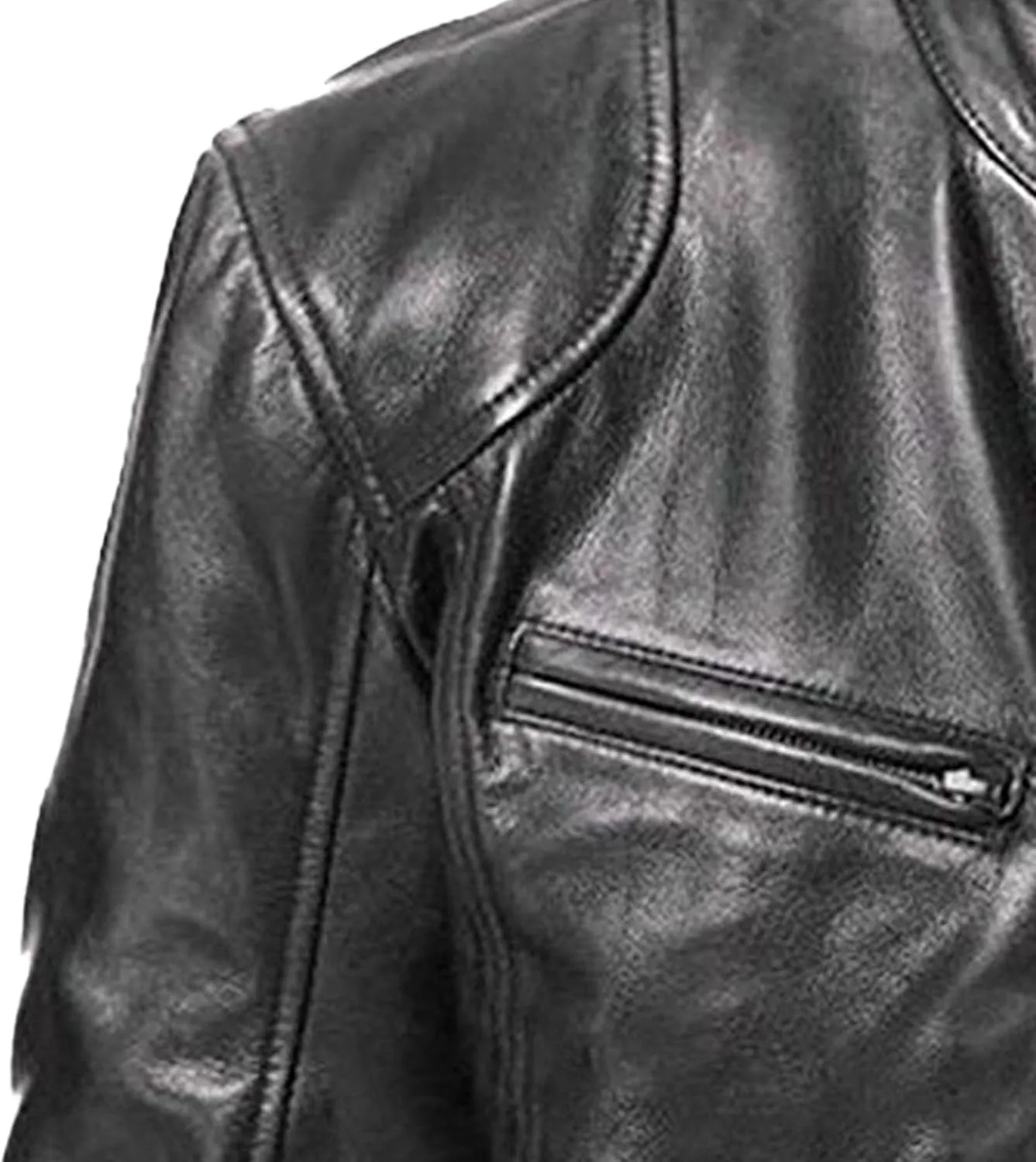 Maiyifu-GJ Men's Casual Faux Leather Jacket Vintage Stand Collar Leather Jacket Lightweight Zipper Motorcycle Biker Coat