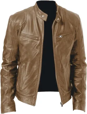 Maiyifu-GJ Men's Casual Faux Leather Jacket Vintage Stand Collar Leather Jacket Lightweight Zipper Motorcycle Biker Coat