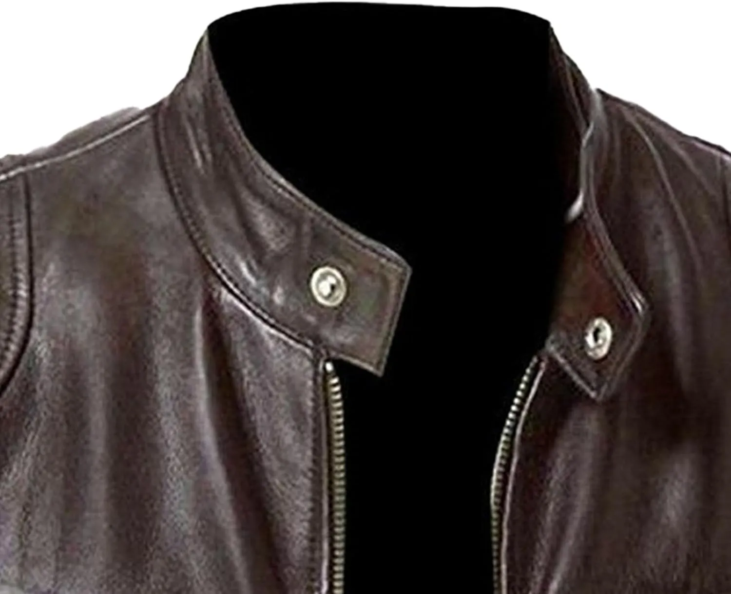Maiyifu-GJ Men's Casual Faux Leather Jacket Vintage Stand Collar Leather Jacket Lightweight Zipper Motorcycle Biker Coat