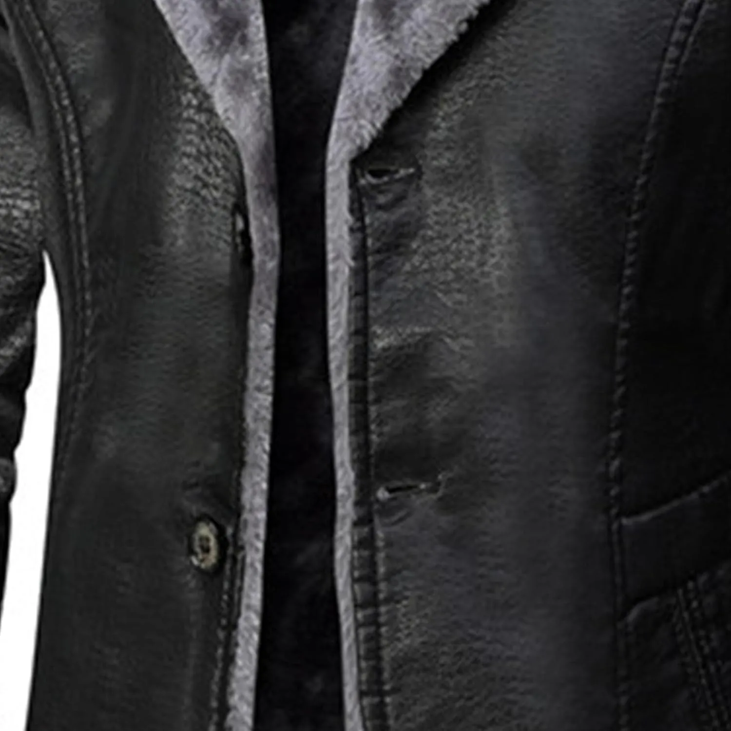 Maiyifu-GJ Men's Faux Leather Jacket Motorcycle Biker Coat Mid-length Overcoat Fleece Lined Leather Jacket Windbreaker