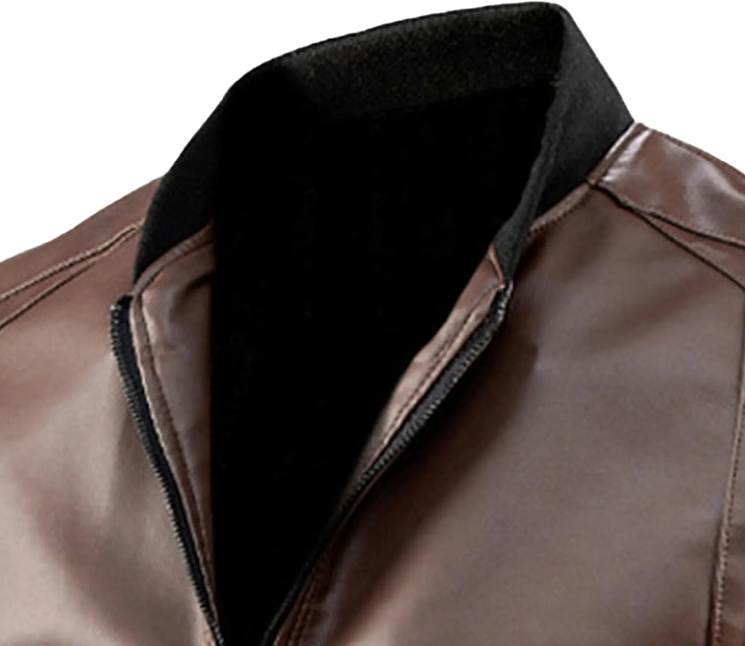 Maiyifu-GJ Men's Lightweight Faux Leather Jacket Casual Slim Fit Motorcycle Leather Jacket Spring Fall Zipper Coat Outerwear